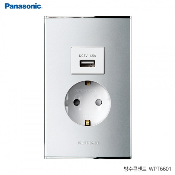 파나소닉ES신동아 파르테논 USB전원공급기+콘센트1구 (실버)WPT6601